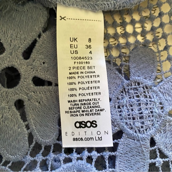 ASOS Tiered Mini Dress w/3D floral embroidery, cornflower blue, 4 - Picture 5 of 8